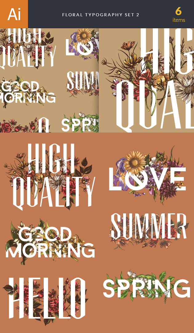 Floral Typography Vector 2
