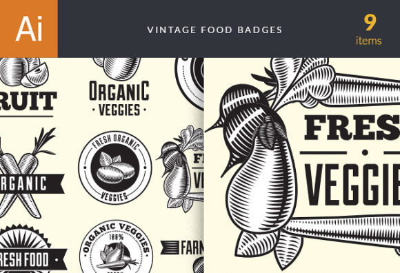 Food Vintage Badges Set 4 1