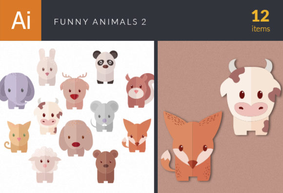 Funny Animals Vector Set 2 1