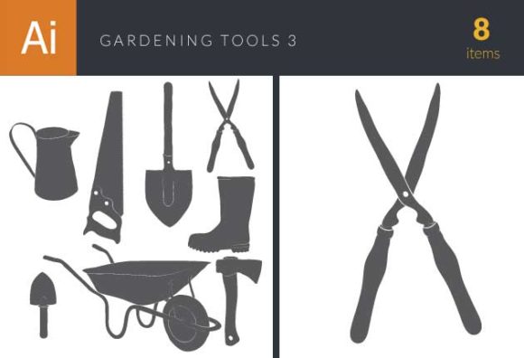 Gardening Tools Vintage Vector Set 3 1
