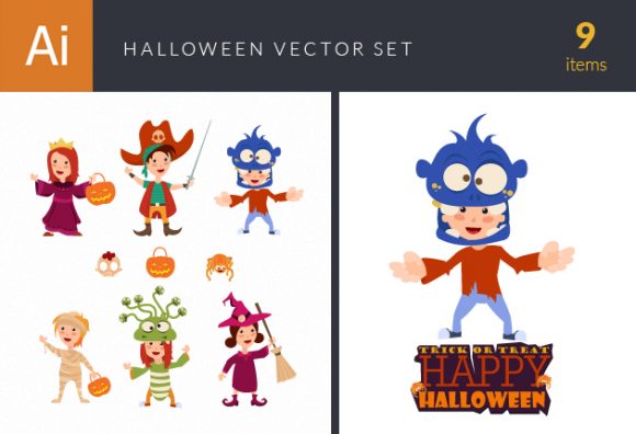 Halloween Kids Vector Set 1 1
