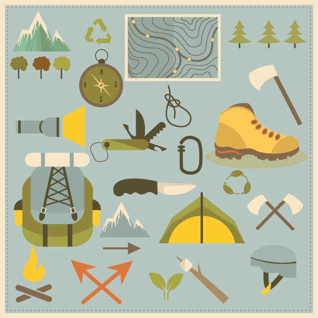 Hiking Equipment Infographics Vector 2