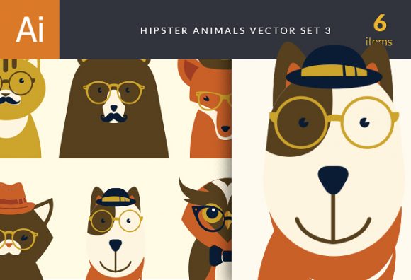 Hipster Animals Vector Set 3 1
