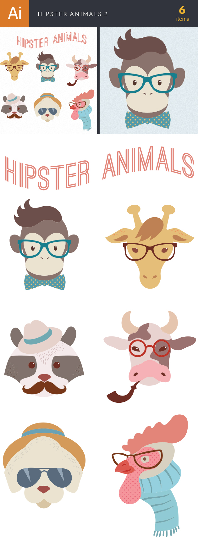 Hipster Animals Vector Set 2 2