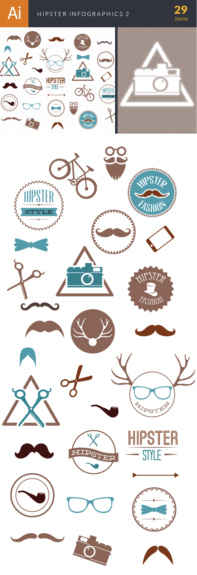 Hipster Infographics Vector Set 2 2