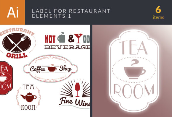 Label Set For Restaurant Vector Set 1 1