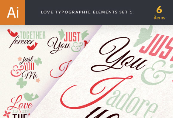 Love Typography Elements Set 1 1