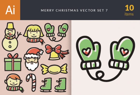 Merry Christmas Doodle Vector Set 7 1
