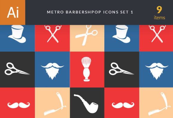 Metro Barber Shop Icons 1 1