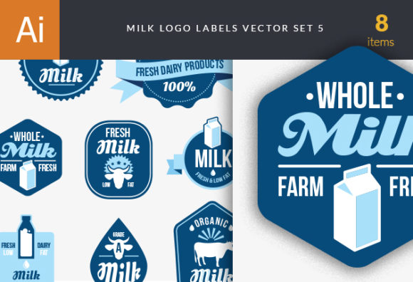 Milk Logo Labels Vector Set 5 1