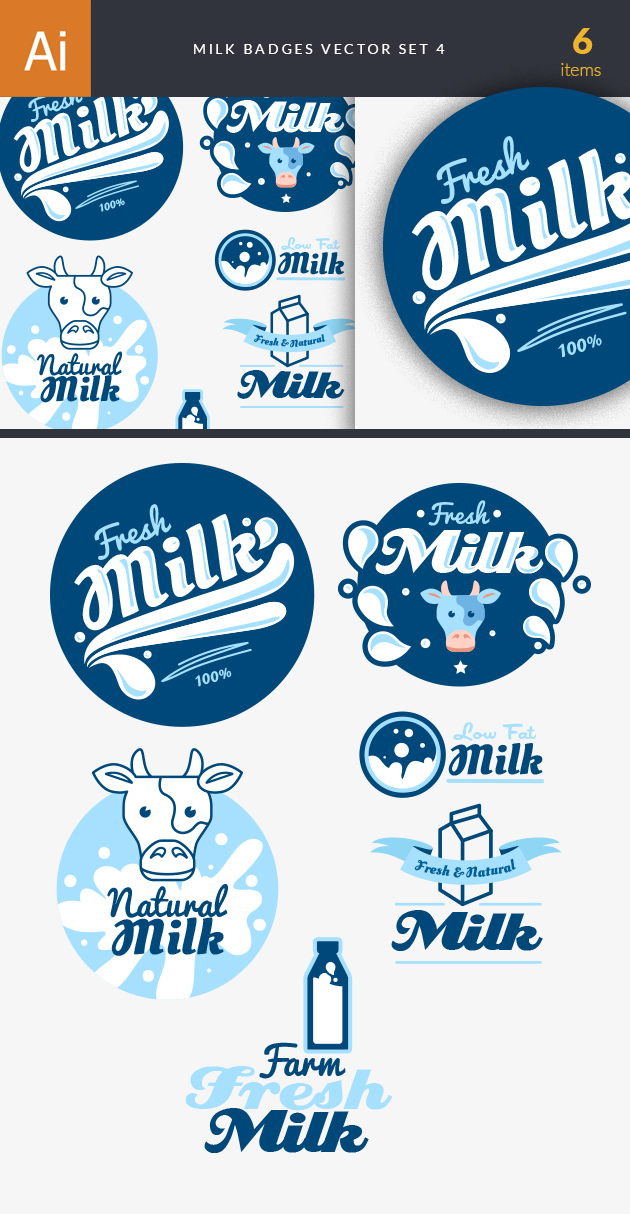 Milk Badges Vector Set 4 2
