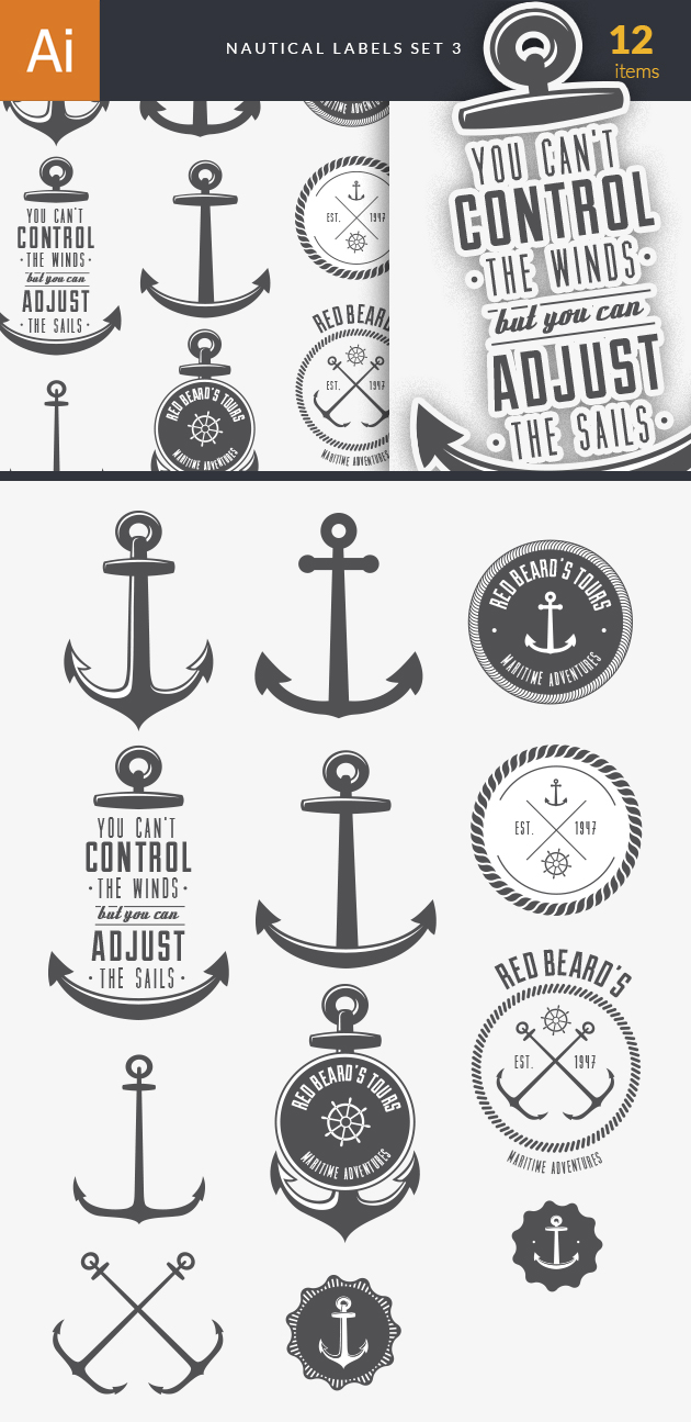 Nautical Labels Vector Set 3 2