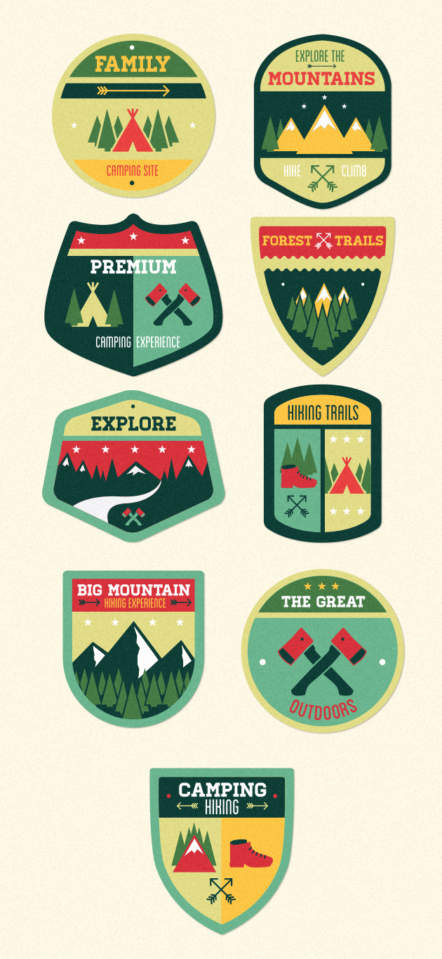 Outdoor Adventure Badges Vector Set 1 2