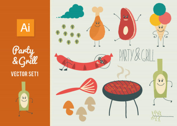 Party Grill Vector Set 1 1