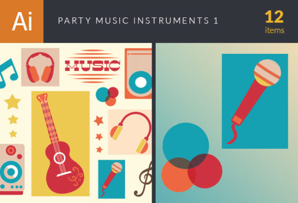 Party Music Instruments Vector Set 1 1