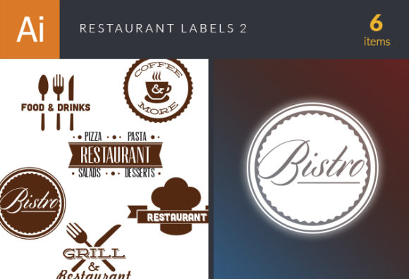 Restaurant Labels Vector Set 2 1
