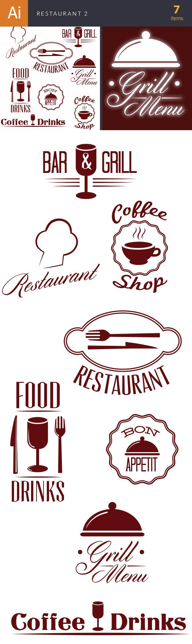 Restaurant And Cafe Vector Set 2 2