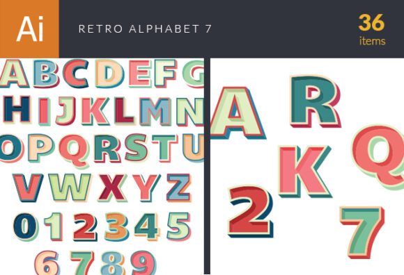 Retro Alphabet Set 7 1