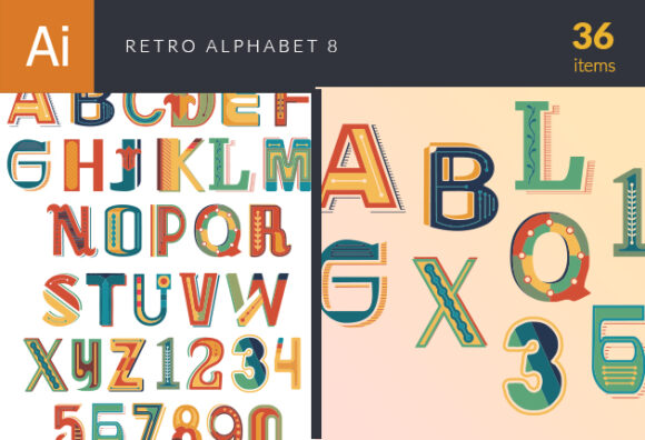Retro Alphabet Set 8 1