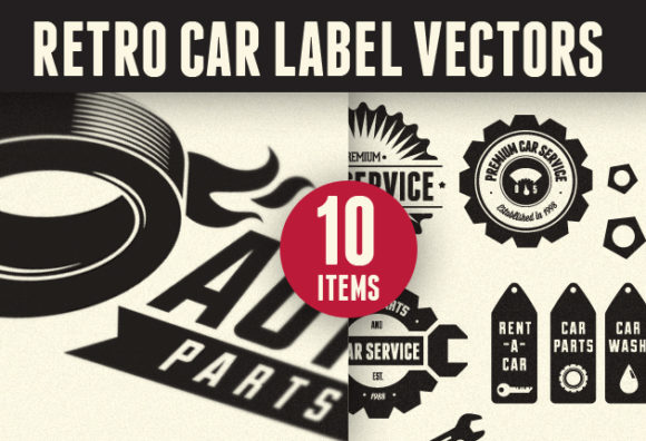 Retro Car Labels Set 1 1