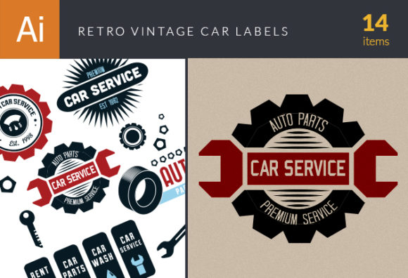 Retro Car Labels Set 2 1