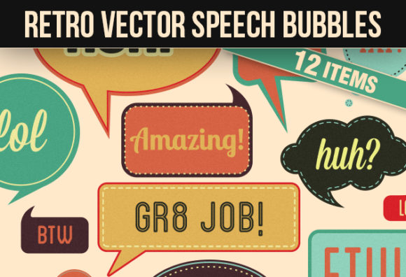 Retro Speech Bubbles Vector Set 1