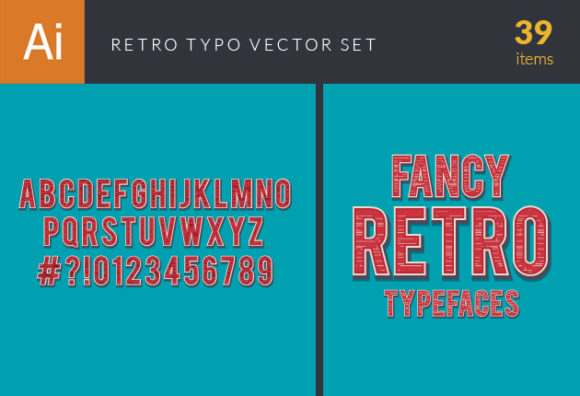 Retro Typo Vector Set 9 1