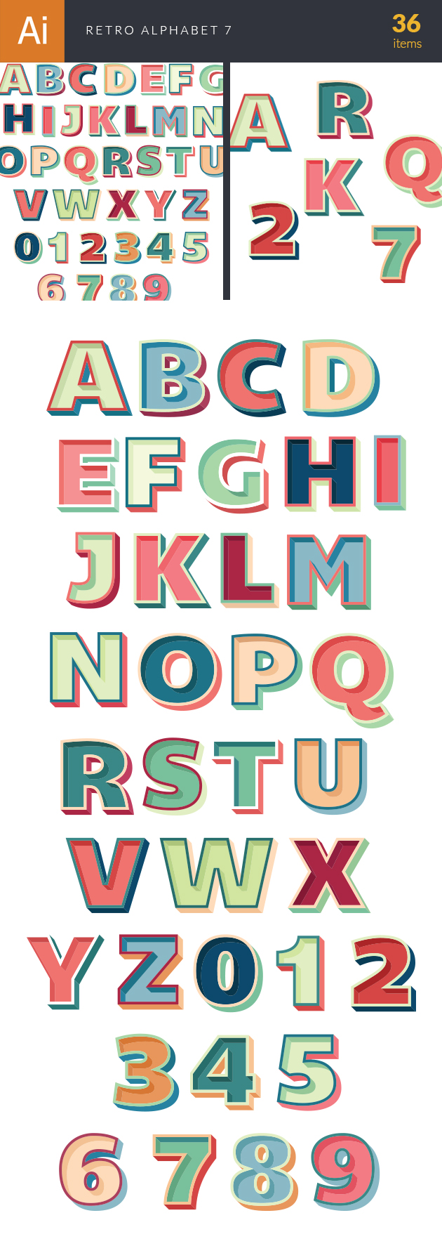 Retro Alphabet Set 7 2