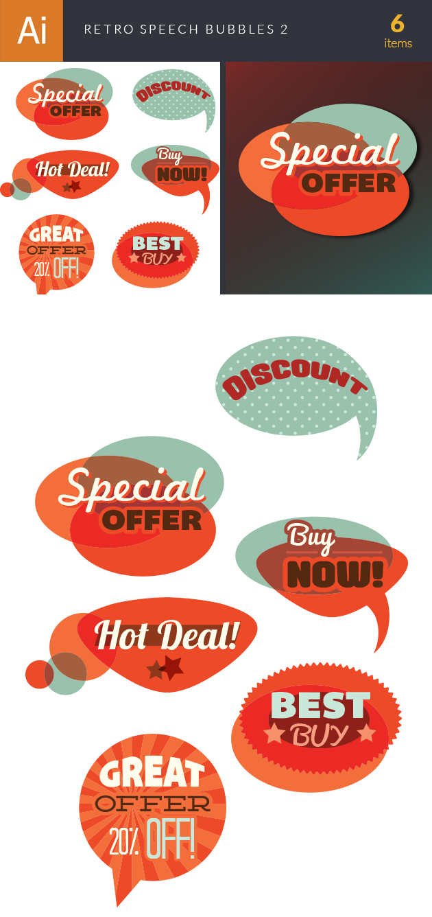 Retro Speech Bubbles Set 2 2