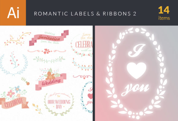 Romantic Labels And Ribbons Vector Set 2 1