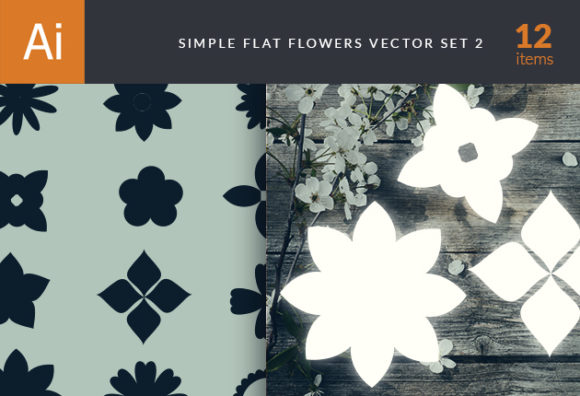 Simple Flat Flowers Set 2 1
