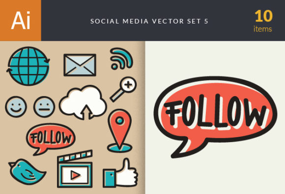 Social Media Doodle Vector Set 5 1