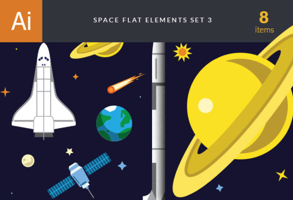 Space Flat Icon Vector Set 3 1