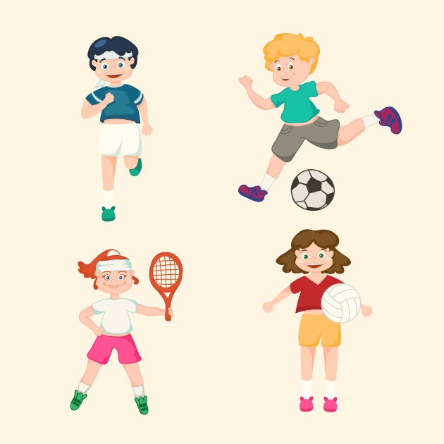 Sports Cartoon Kids Vector Set 1 2