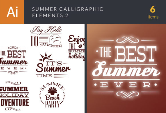 Summer Calligraphic Vector Elements Set 2 1