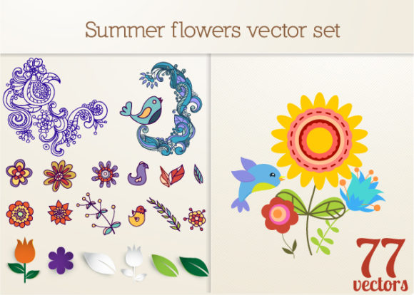 Summer Flowers Vector Set 2 1