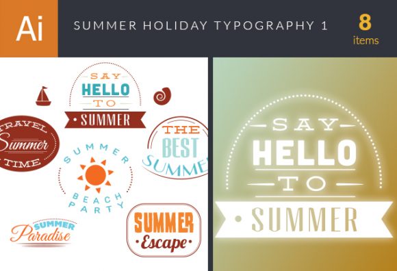 Summer Holidays Typography Vector Set 1 1
