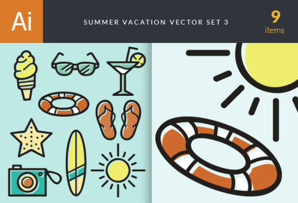Summer Vacation Doodle Vector Set 3 1
