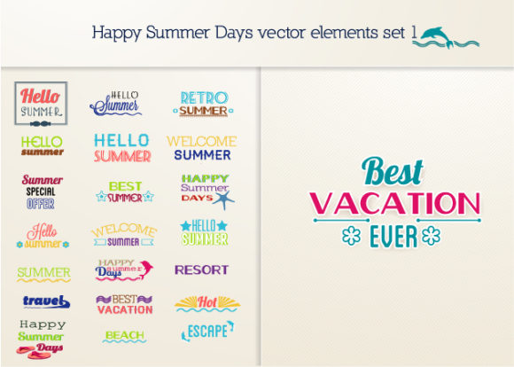 Happy Summer Days Vector Elements Set 1 1