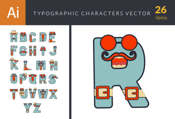 Typographic Characters Vector Set 6 1