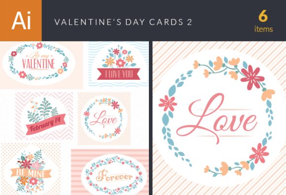 Valentine's Day Cards Set Vector Set 2 1