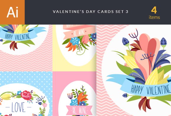 Valentine's Day Cards Vector Set 3 1