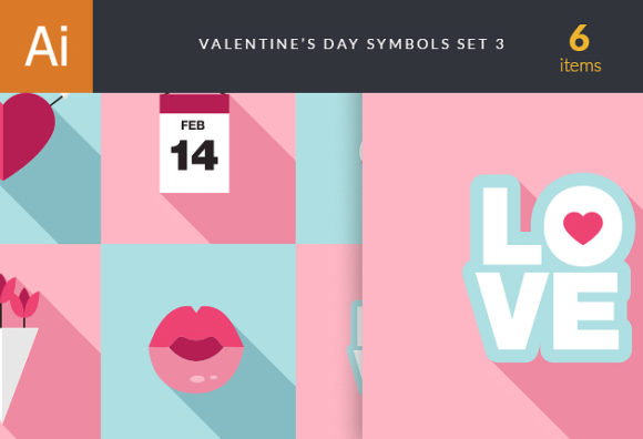 Valentine's Day Symbols Vector Set 3 1