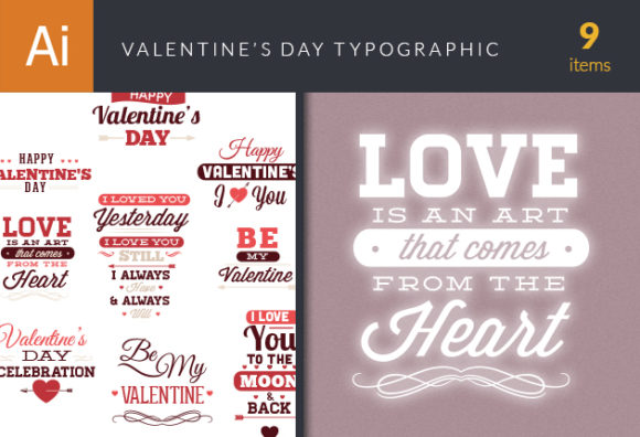 Valentine's Day Typographic Elements 1