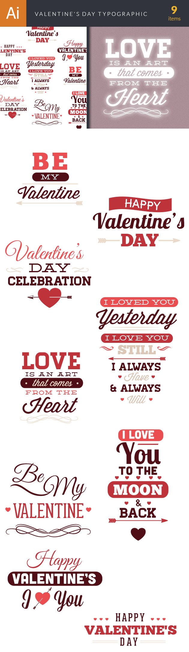 Valentine's Day Typographic Elements 2