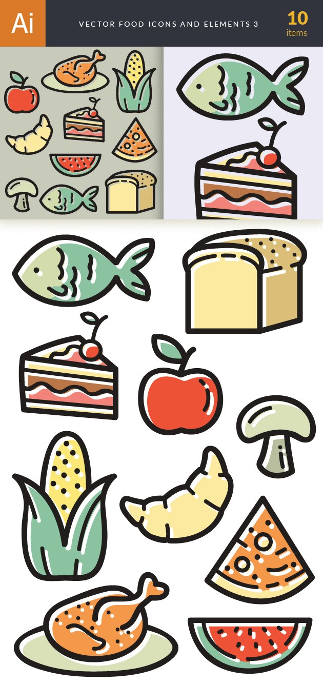 Vector Food Icons And Elements 3 2