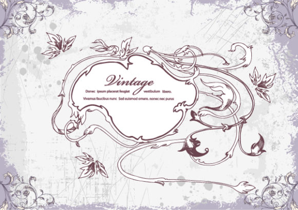 Surprising Frame Vector Graphic: Vector Graphic Vintage Frame With Floral 1