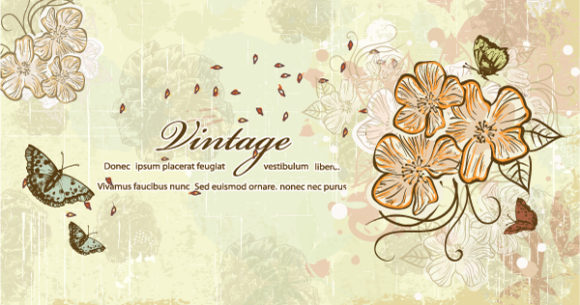 Download Grungy Vector Design: Vector Design Butterflies With Floral 1