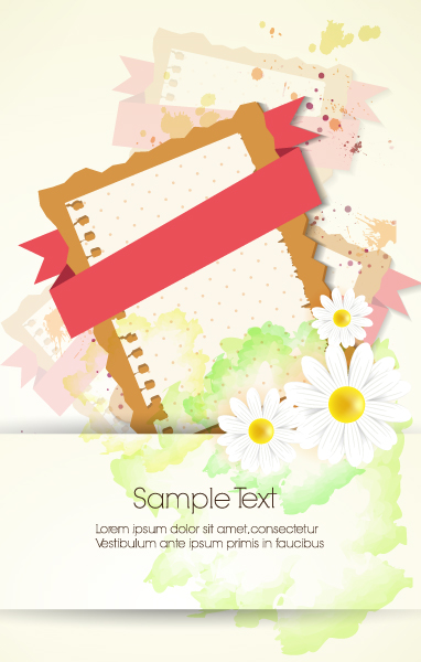 vector floral background with ribbon 1