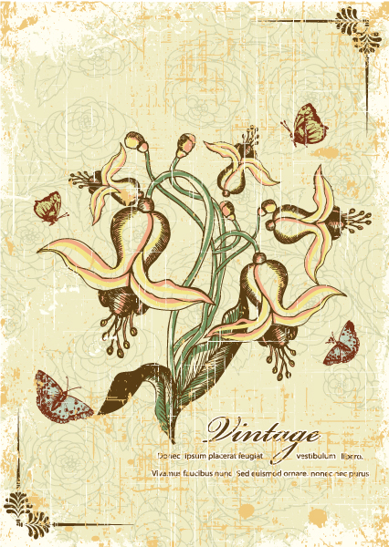 Butterflies, Dirt, Illustration Vector Illustration Butterflies  Floral Vector Illustration 1